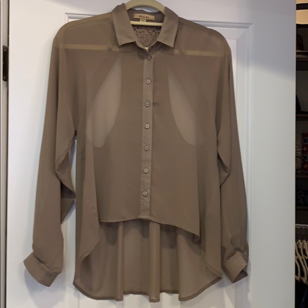 High low cut out blouse